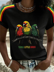Women's Reggae Music Three Little Birds Print T-Shirt