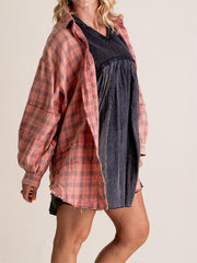 🔥LAST DAY SALE 49% OFF🔥Women's Mineral Washed Button Down Plaid Shirt
