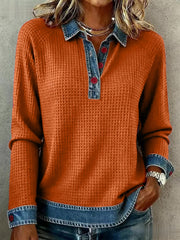 Women's Fall Simple Patchwork Art Top