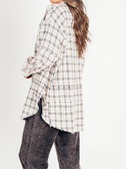 🔥LAST DAY SALE 49% OFF🔥Women's Mineral Washed Button Down Plaid Shirt