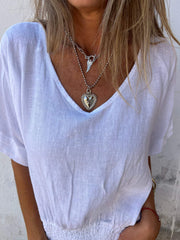 🔥LAST DAY SALE 49% OFF🔥Simple Solid Color V-Neck Half-Sleeve T-Shirt💛