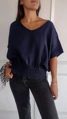 🔥LAST DAY SALE 49% OFF🔥Simple Solid Color V-Neck Half-Sleeve T-Shirt💛