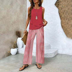 💖Last Day Hot Sale 50% OFF🌺Women’s Trendy Print 2 Piece Outfits Sleeveless Top & Pants