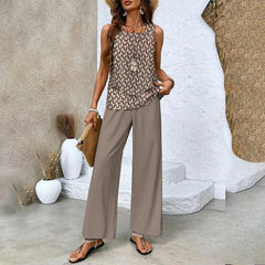 💖Last Day Hot Sale 50% OFF🌺Women’s Trendy Print 2 Piece Outfits Sleeveless Top & Pants