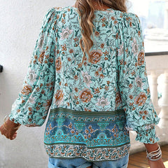💖LAST DAY SALE 50% OFF💖Women's Fashion Printed v-Neck Long Sleeve Shirt