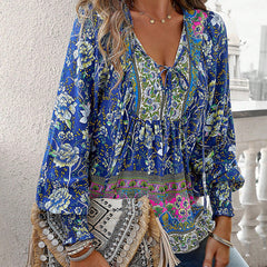 💖LAST DAY SALE 50% OFF💖Women's Fashion Printed v-Neck Long Sleeve Shirt