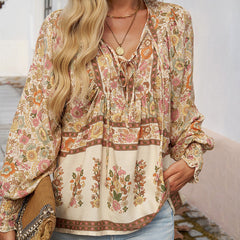 💖LAST DAY SALE 50% OFF💖Women's Fashion Printed v-Neck Long Sleeve Shirt