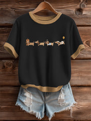 Women's Halloween Cute Dachshund Short Sleeve T-shirt