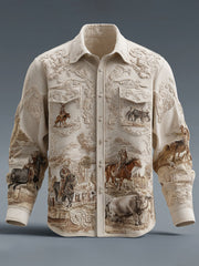 Men's Retro Western Cowboy Style Shirt