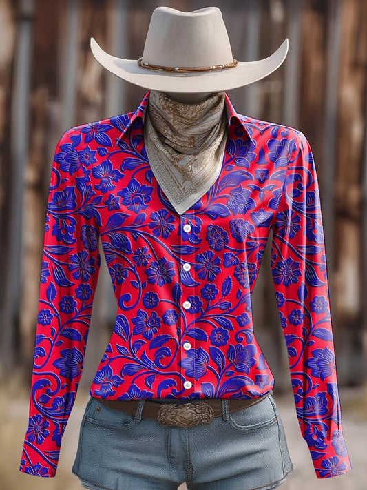Women's Retro Western Graphic Printed Shirt