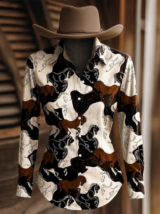Women's Retro Western Graphic Printed Shirt