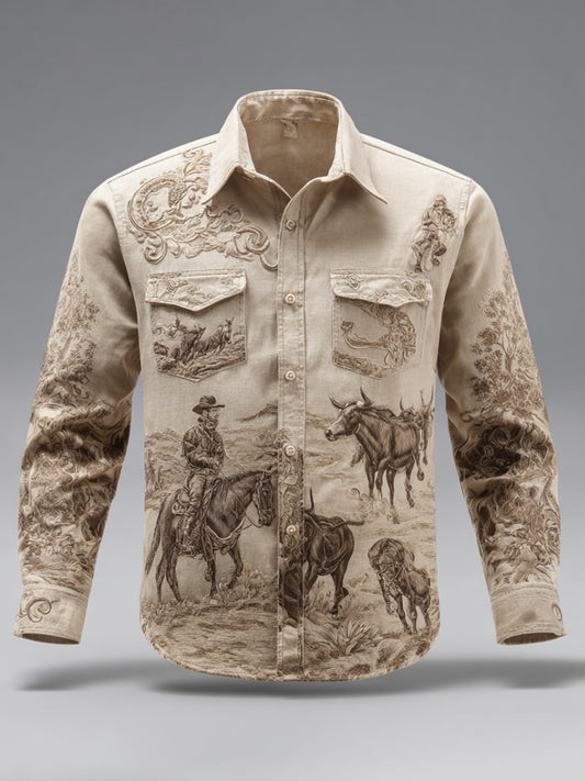 Men's Retro Western Cowboy Style Shirt
