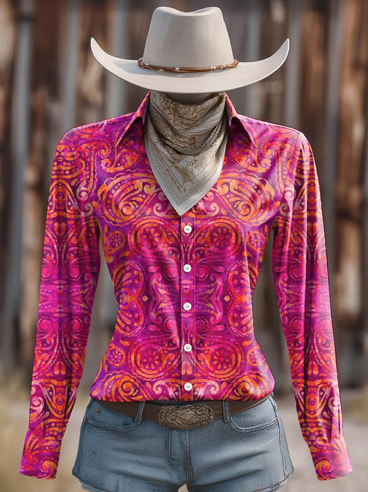 Women's Retro Western Graphic Printed Shirt