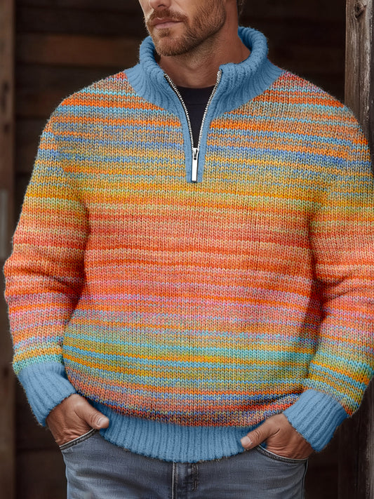 Men's Colorful Striped Cozy Knit Sweater
