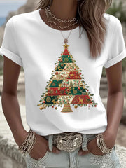 Women's Christmas Tree Print Casual T-shirt