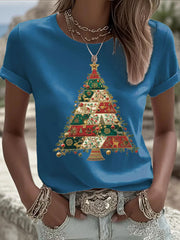 Women's Christmas Tree Print Casual T-shirt