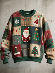 Men's Christmas Inspired Patchwork Art Vintage Sweatshirt