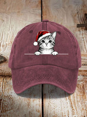 Unisex Christmas Hat Cat Print Hat