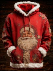 Men's Retro American Flag Christmas Santa Claus Printed Hoodie
