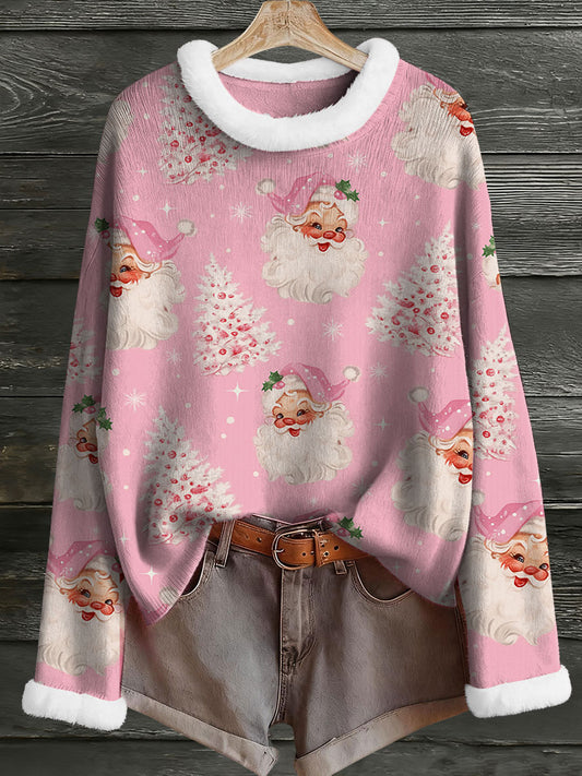 Women's Santa Christmas Tree Fur-Trimmed Top