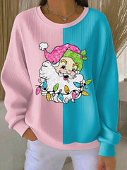 Women's Santa Ribbed Round-Neck Sweatshirt