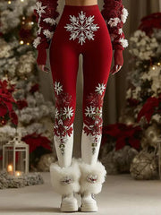Women's Christmas Art Cozy Knit Leggings
