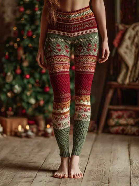 Women's Christmas Art Cozy Knit Leggings