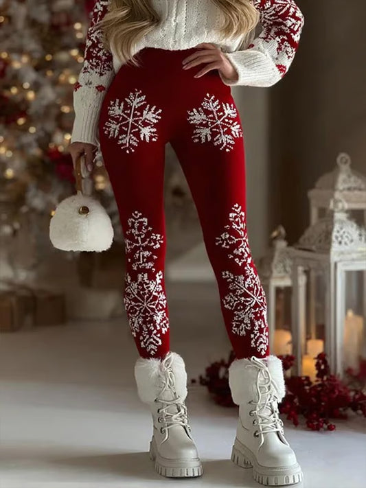 Women's Christmas Art Cozy Knit Leggings