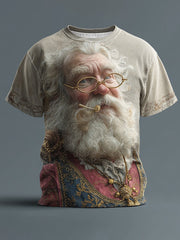 Men's Retro Christmas Santa Claus Printed T-shirt