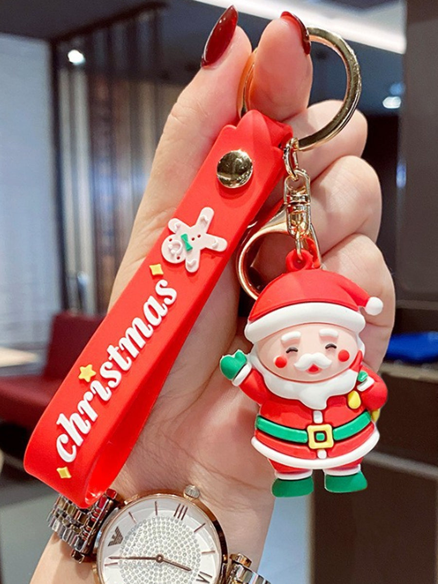 Personalized Christmas Keychain with Santa Claus Snowman, Custom Christmas Keychain, Car Pendant