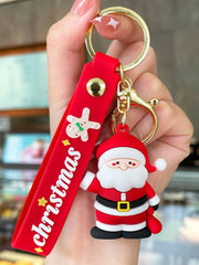 Personalized Christmas Keychain with Santa Claus Snowman, Custom Christmas Keychain, Car Pendant
