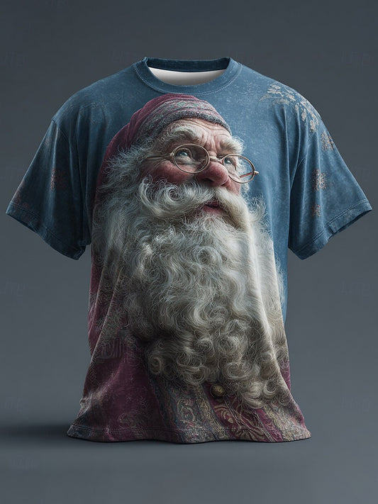 Men's Retro Christmas Santa Claus Printed T-shirt
