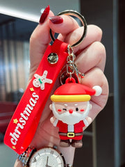 Personalized Christmas Keychain with Santa Claus Snowman, Custom Christmas Keychain, Car Pendant