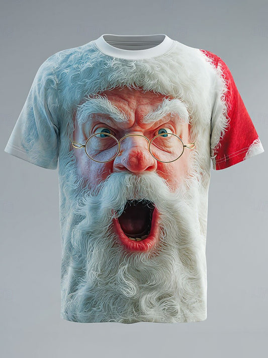 Men's Retro Christmas Santa Claus Printed T-shirt