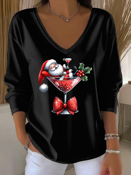 Women's Santa Claus V-Neck T-Shirt