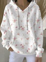 Women's Breast Cancer Pink Print Casual Hoodie