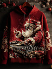 Men's Christmas Hiphop Santa Claus Dj Print Hoodie(No Pockets)