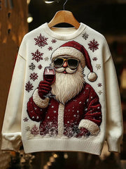 Men's Christmas Santa Claus Wine Glass Imitation Sweater