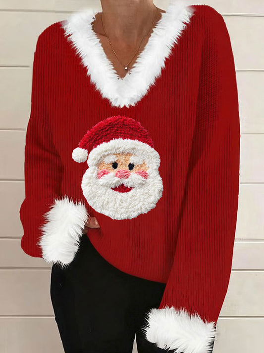 Women's Santa Claus Fur Collar Casual Top