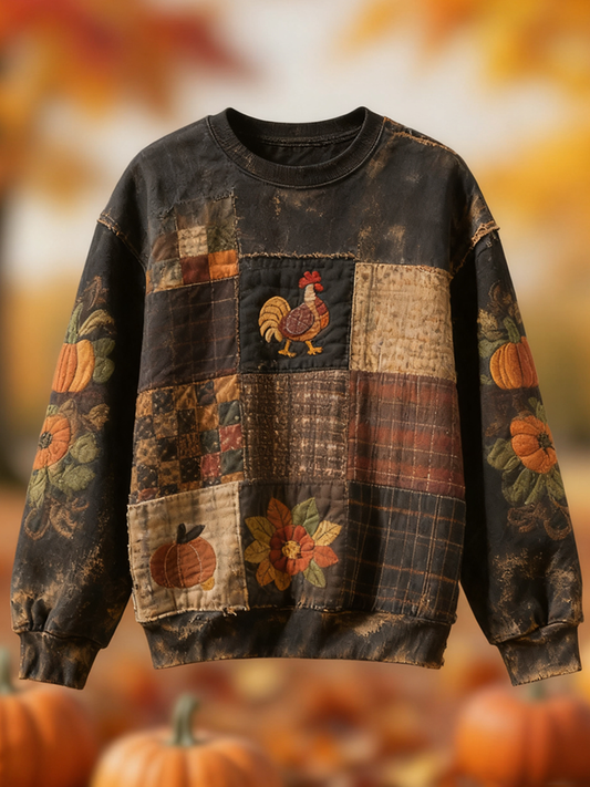 Men's Thanksgiving turkey  Printed Crew Neck Sweatshirt