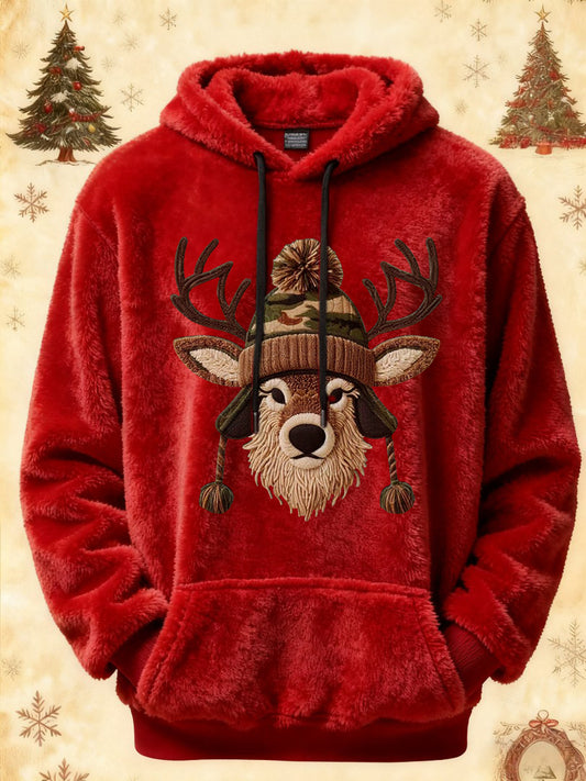 Women's Vintage Christmas Elk Printed Hoodie
