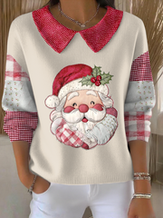 Women's Funny Christmas Santa Art Printed Tops