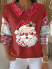 Women's Funny Christmas Santa Art Printed Tops