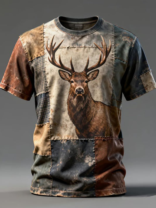 Men's Vintage Western Elk Printed T-shirt