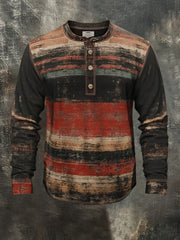 Men's Vintage Western Long Sleeve Henley Shirt