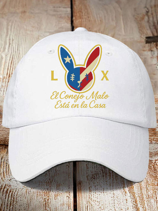 Unisex Bunny Football Music Lover Print Hat