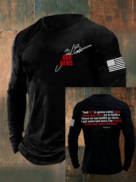 Men's The Fading of the Red White and Blue Printed long sleeve T-shirt