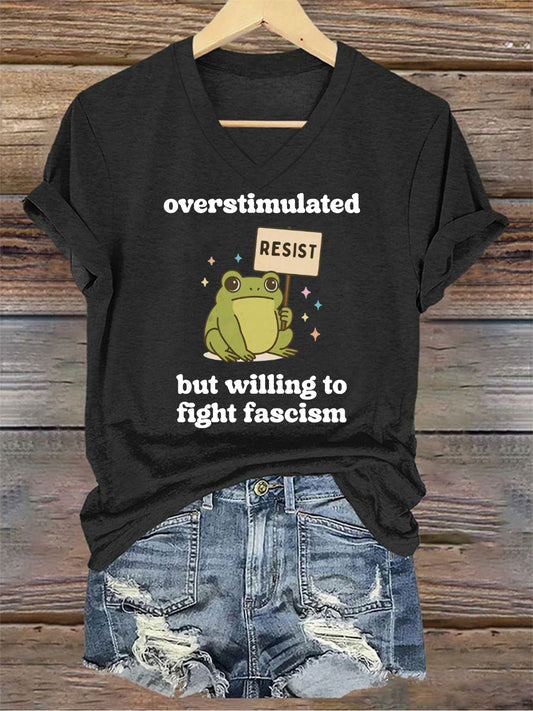 Women's Retro Resist Frog Printed T-shirt