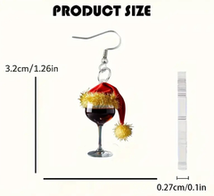 Women's Christmas Red Wine Glass Earings
