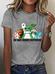 Women's 8647 FDT Funny Frog Printed T-Shirt